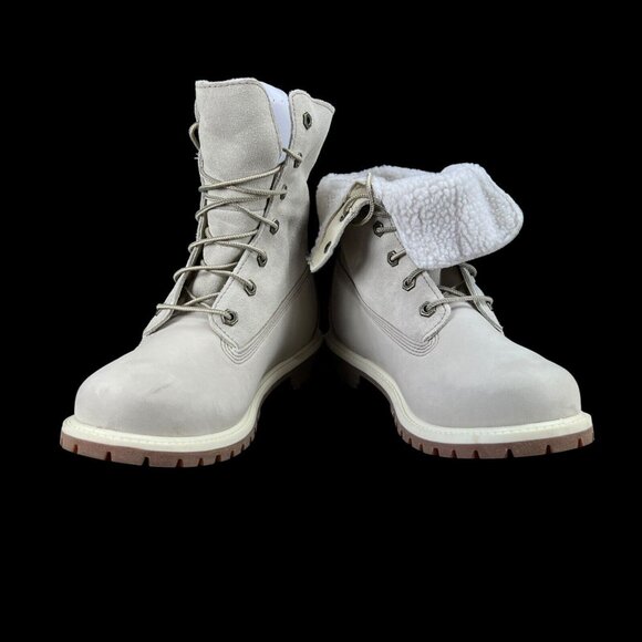 Timberland Authentic WP Fleece Fold Down Natural Nubuck Boots Women's Size 9.5 - Picture 8 of 10